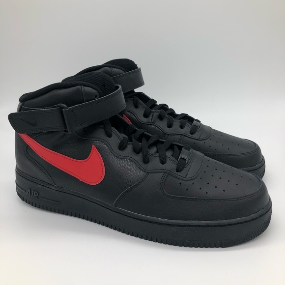 New Nike ID By You Air Force 1 Mid Black/Red Men’s Size 14 AQ3776 994 - Picture 2 of 6